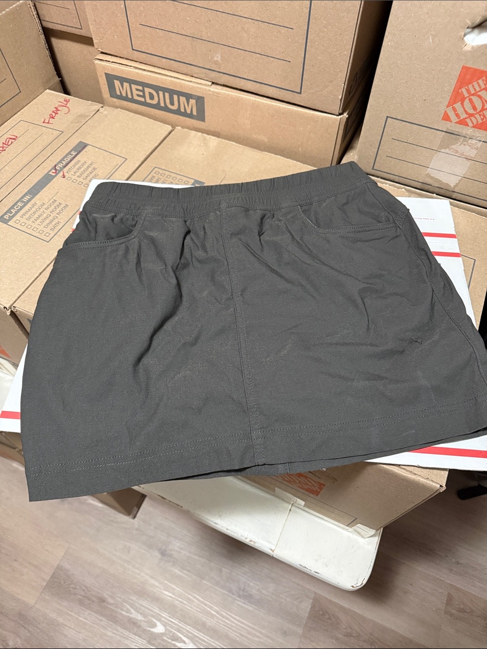 Prana Olive Mini Skirt with Front Pockets